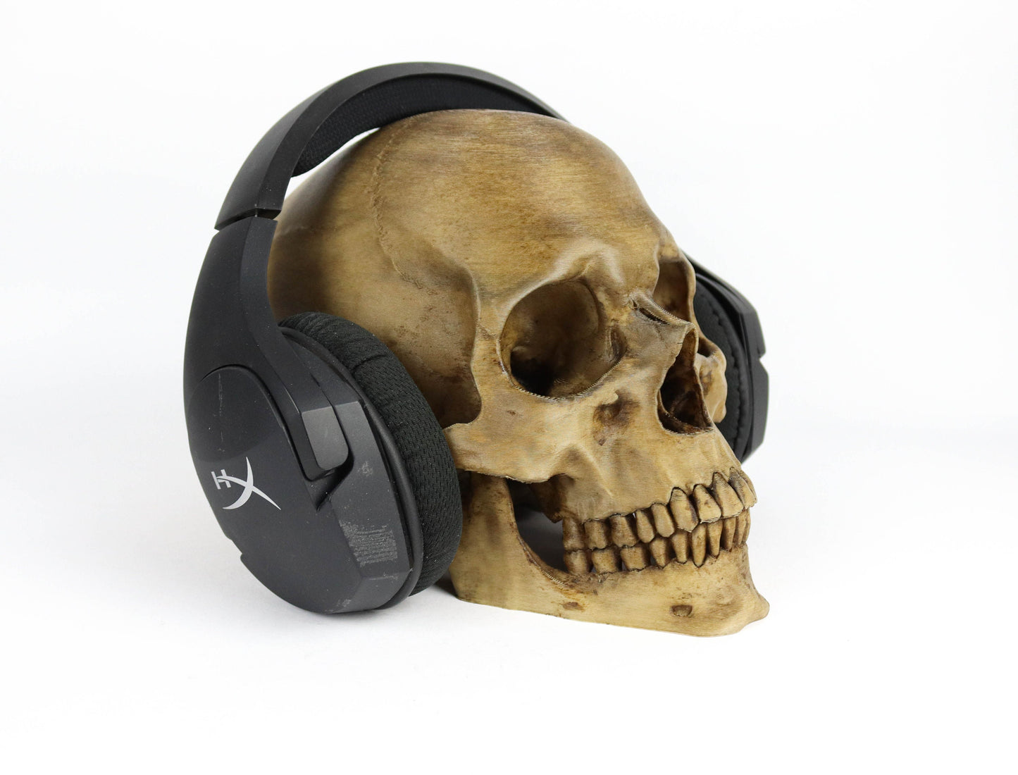 Aged Human Skull Decor, Lifesize Horror Prop, Headphone Holder Decoration